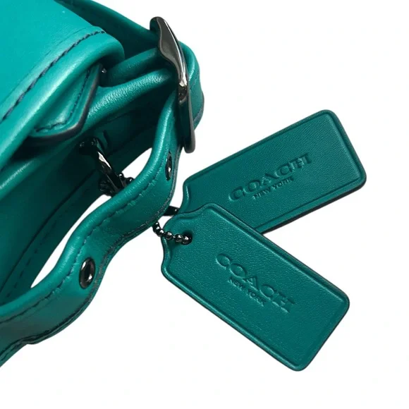 Coach Leather Saddle Bag 18 Dark Teal Crossbody - Picture 8 of 8